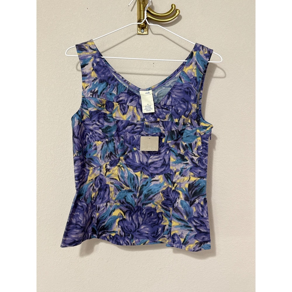 NWT Odille Tank Top Womens 6 Purple Floral Anthropologie‎ V-Neck Sleeveless